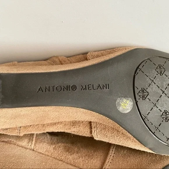 Antonio Melani Tan Suede Leather Wedge Bootie Womens size 7 Zipper Closure - Picture 15 of 16